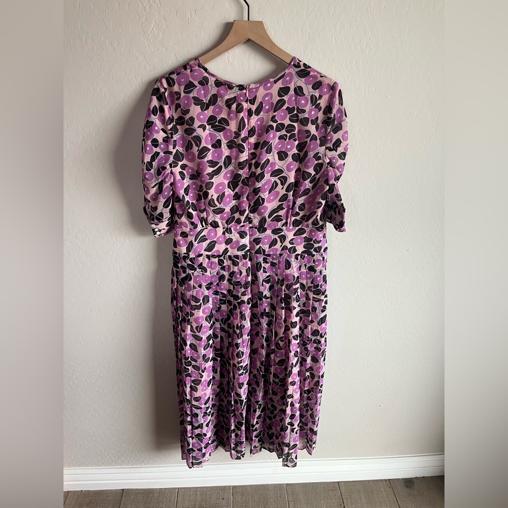 METISU Women’s Purple All Over Print Midi Dress Size XL Artsy Whimsical Boho